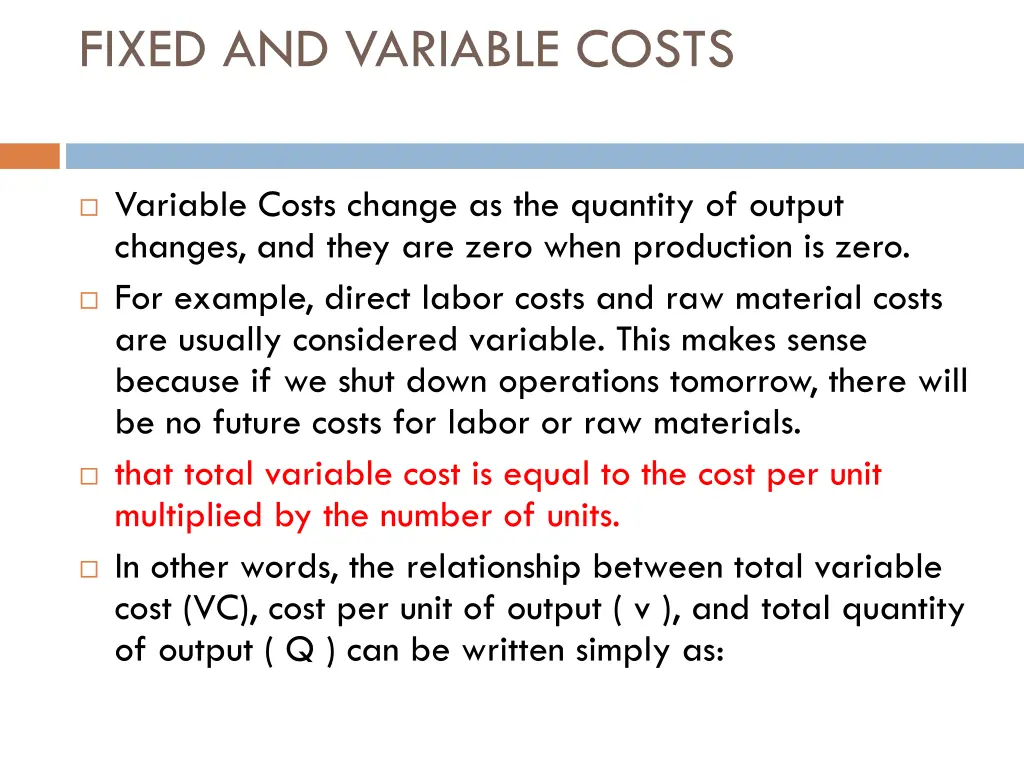 fixed and variable costs