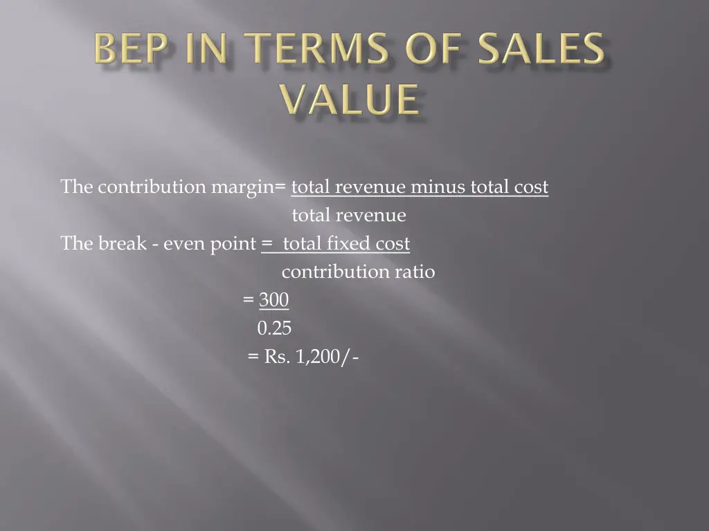 the contribution margin total revenue minus total