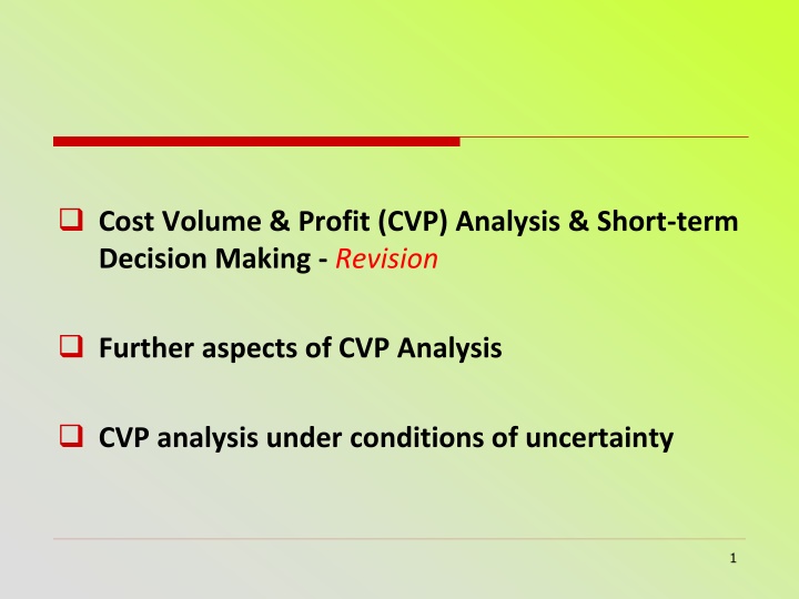 cost volume profit cvp analysis short term