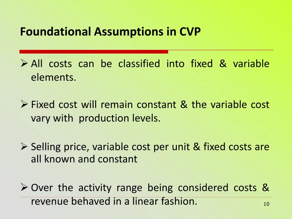 foundational assumptions in cvp