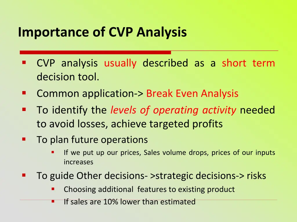 importance of cvp analysis