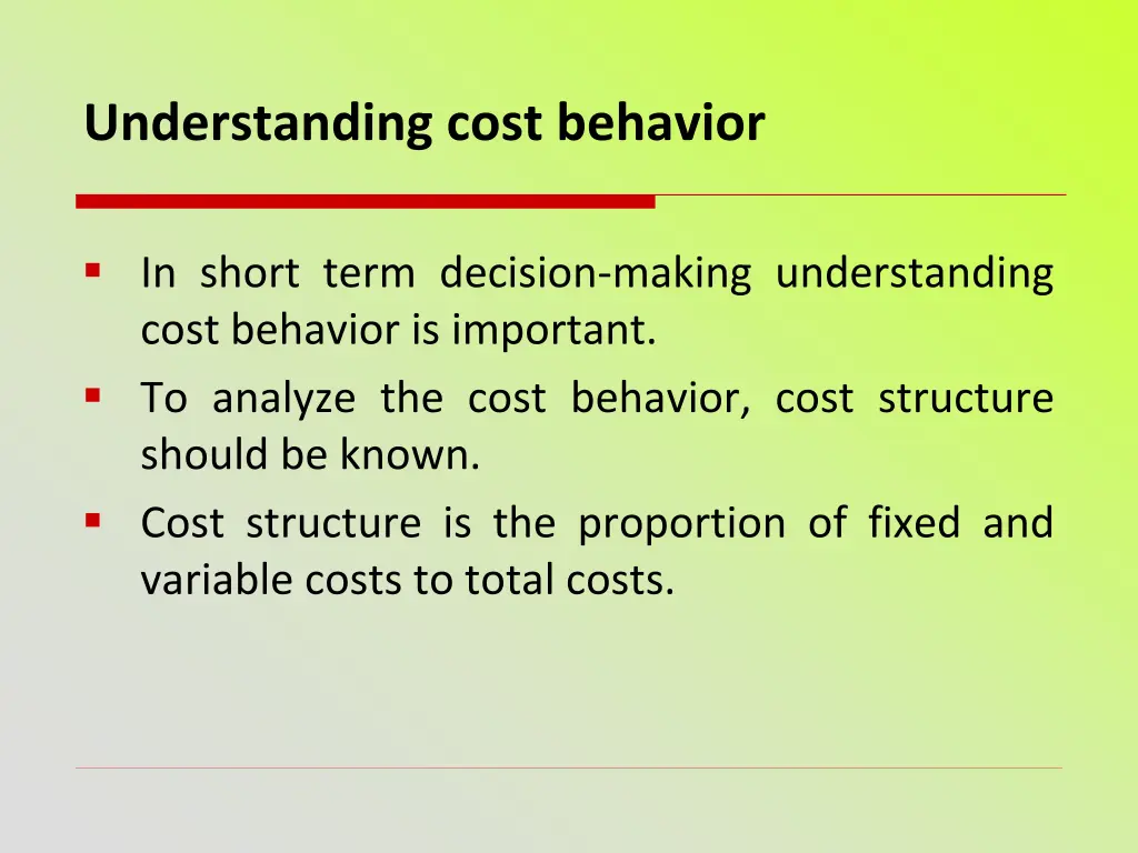 understanding cost behavior