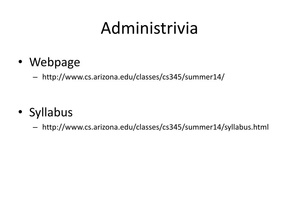 administrivia 1