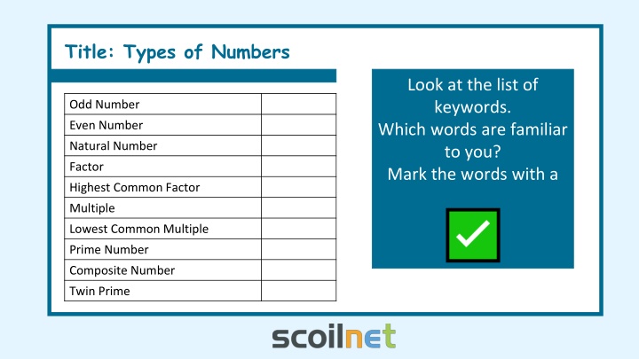 title types of numbers