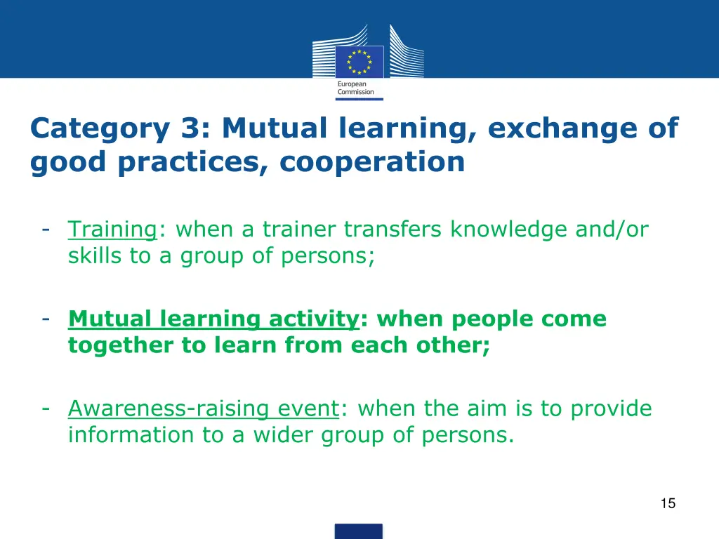 category 3 mutual learning exchange of good 1