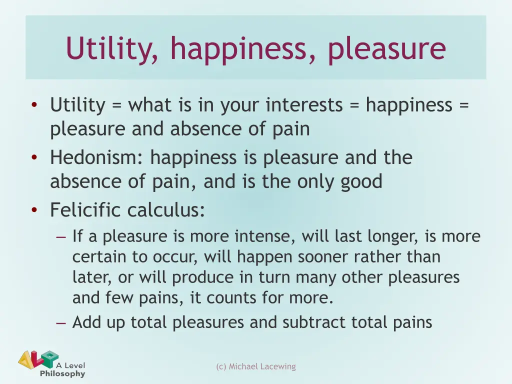 utility happiness pleasure