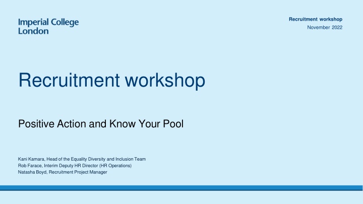 recruitment workshop november 2022