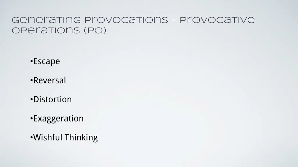 generating provocations provocative operations po