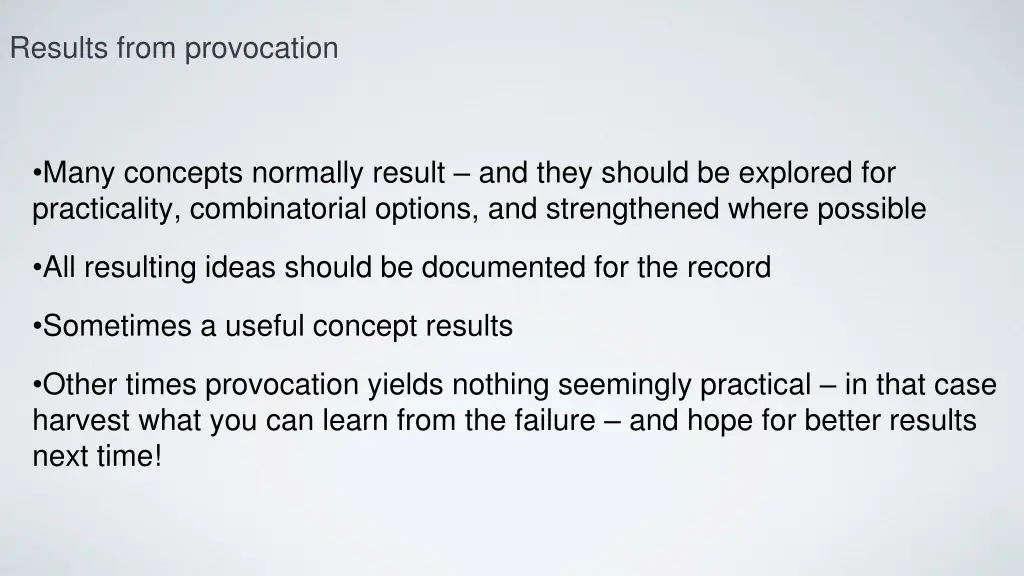 results from provocation 1