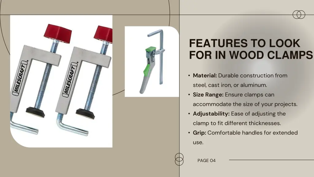 features to look for in wood clamps