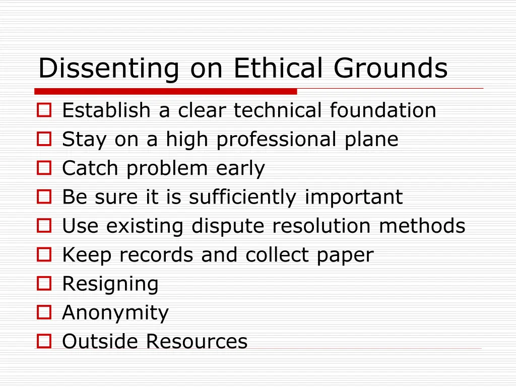 dissenting on ethical grounds