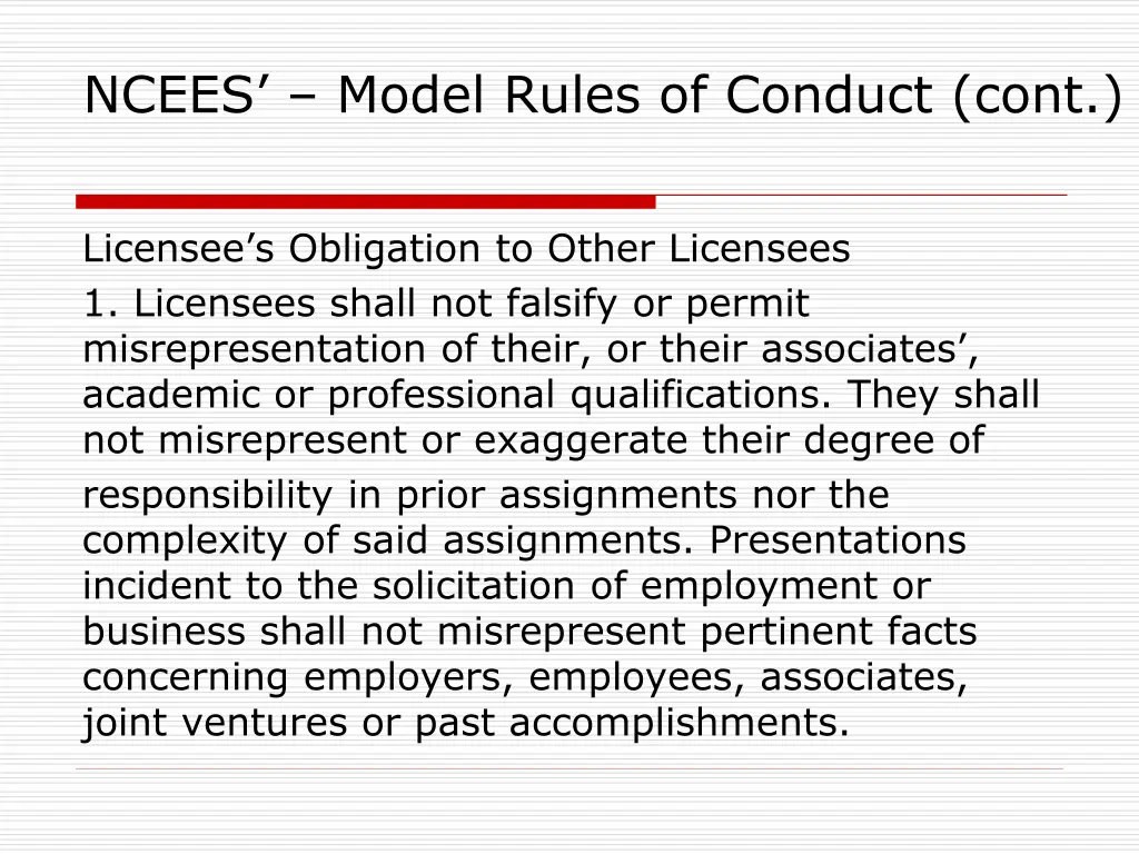 ncees model rules of conduct cont 1