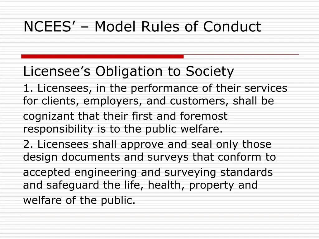 ncees model rules of conduct