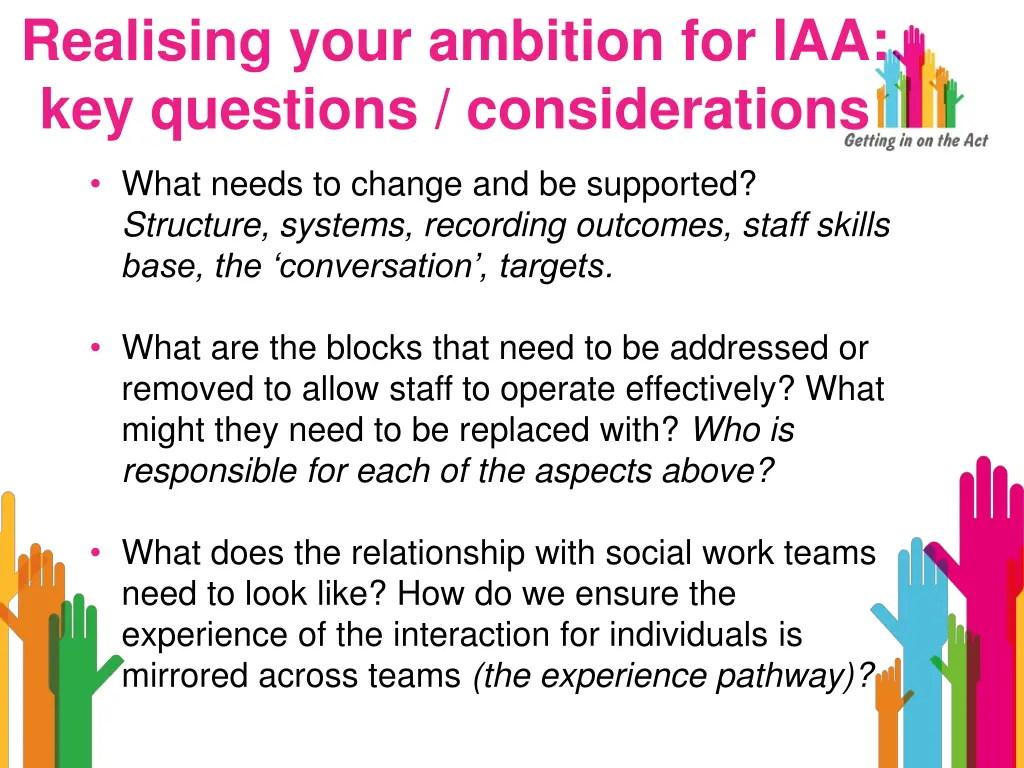 realising your ambition for iaa key questions