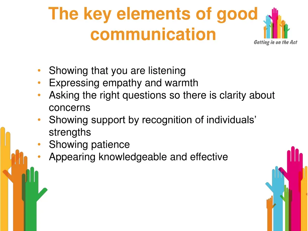 the key elements of good communication