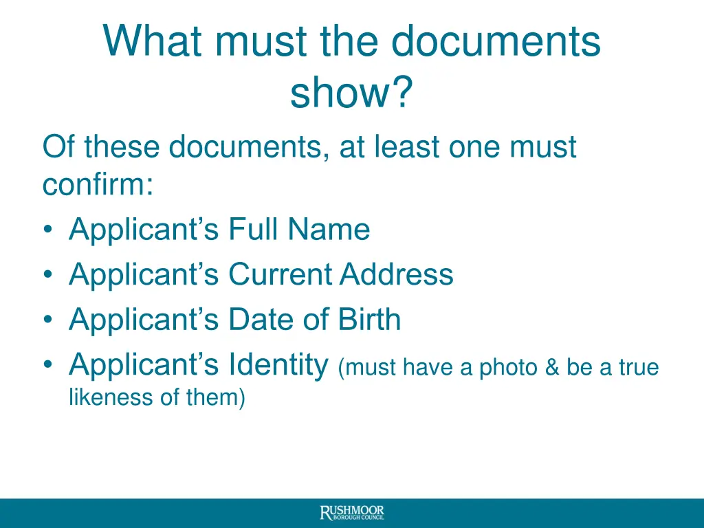 what must the documents show of these documents