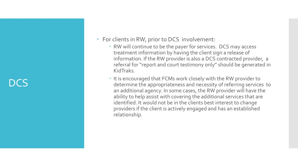 for clients in rw prior to dcs involvement