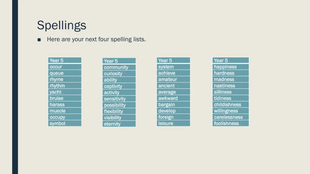 spellings here are your next four spelling lists 1