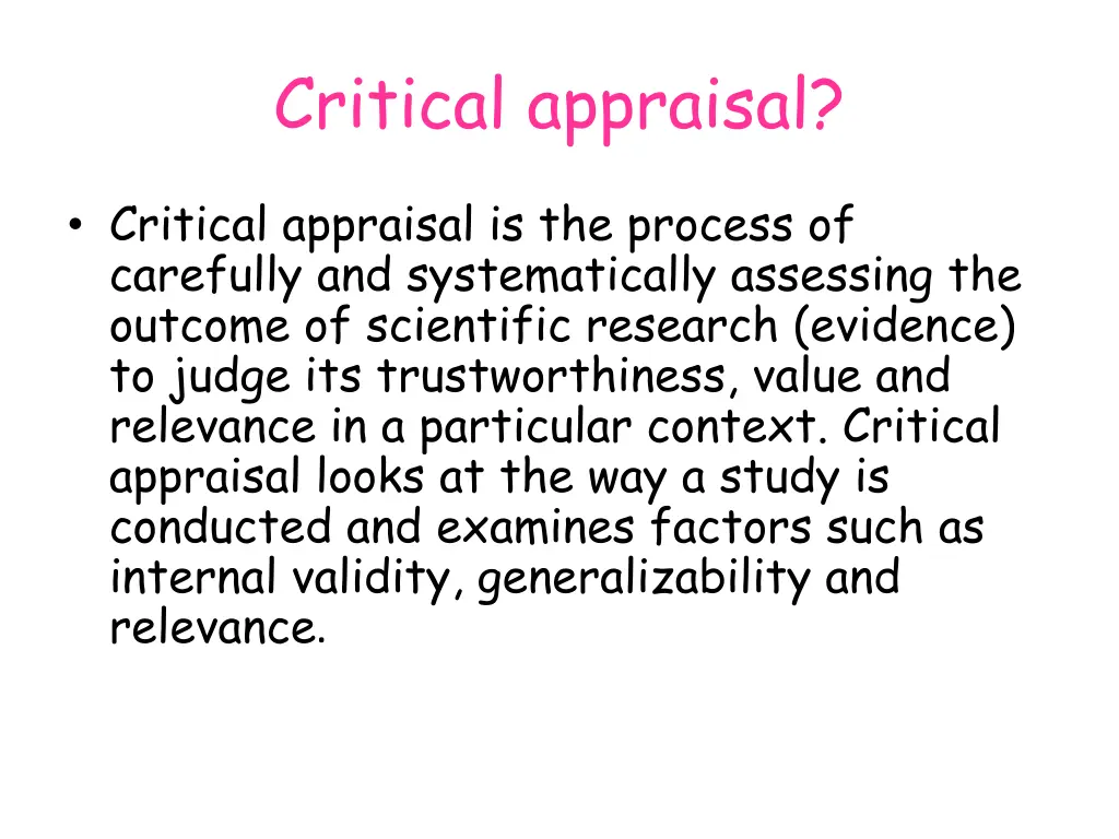 critical appraisal