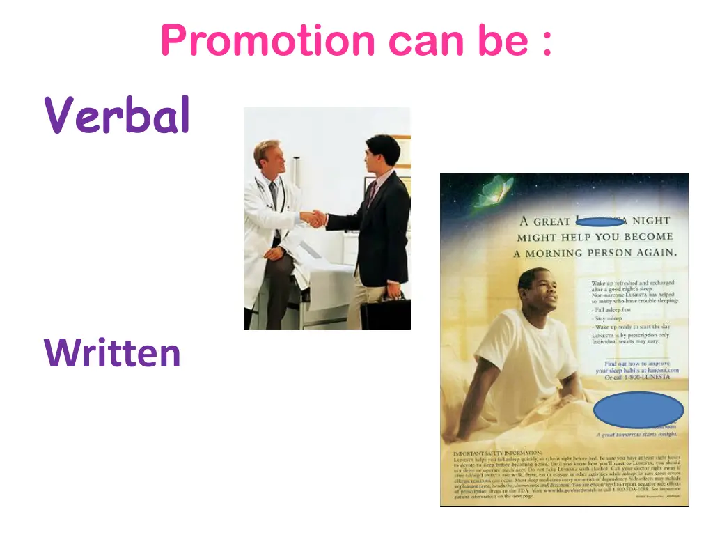 promotion can be verbal