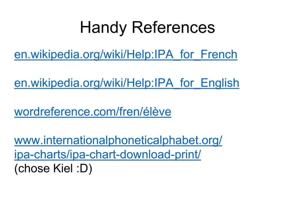 handy references