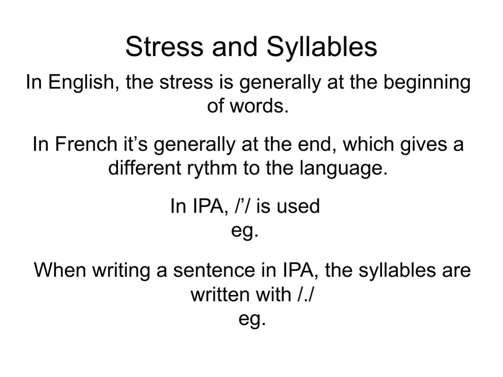 stress and syllables in english the stress