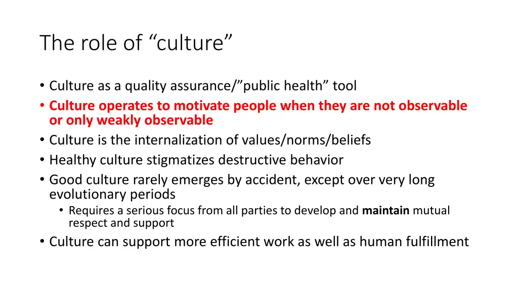 the role of culture