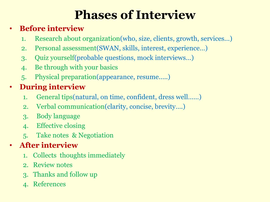 phases of interview before interview 1 research