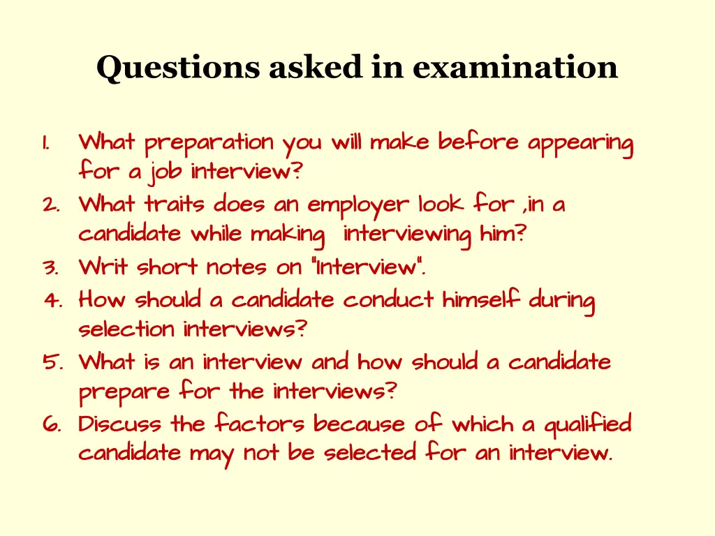 questions asked in examination