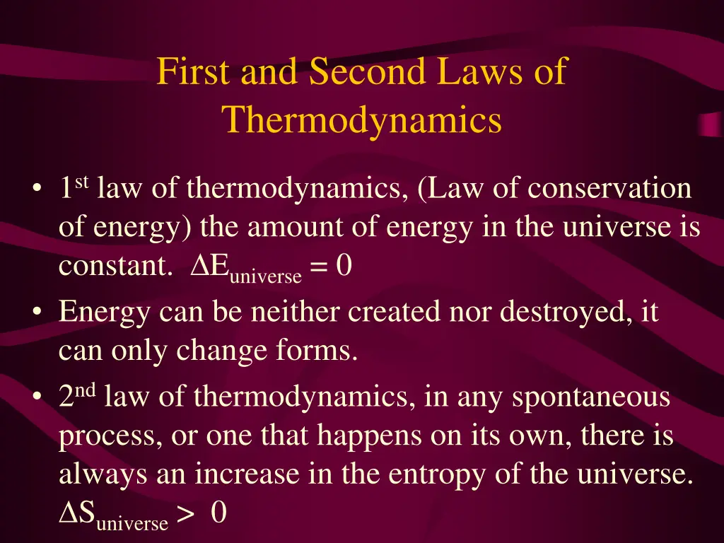 first and second laws of thermodynamics