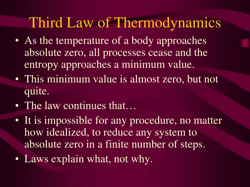 third law of thermodynamics as the temperature