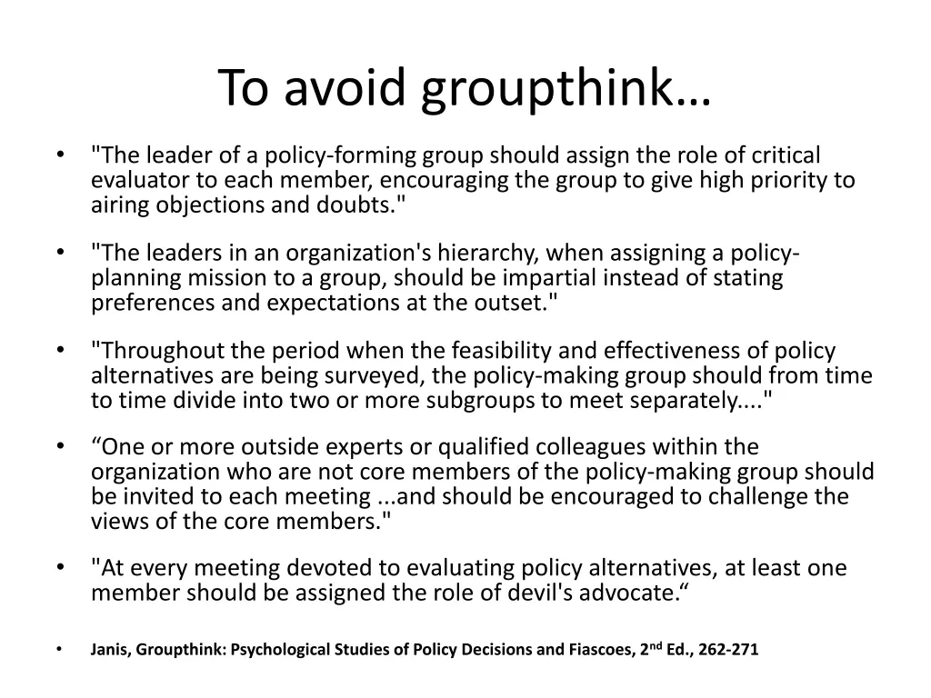 to avoid groupthink