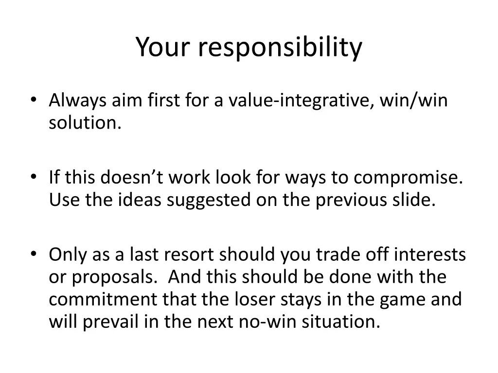 your responsibility