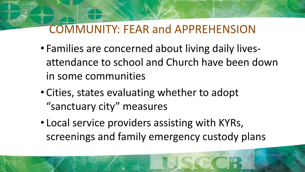 community fear and apprehension families