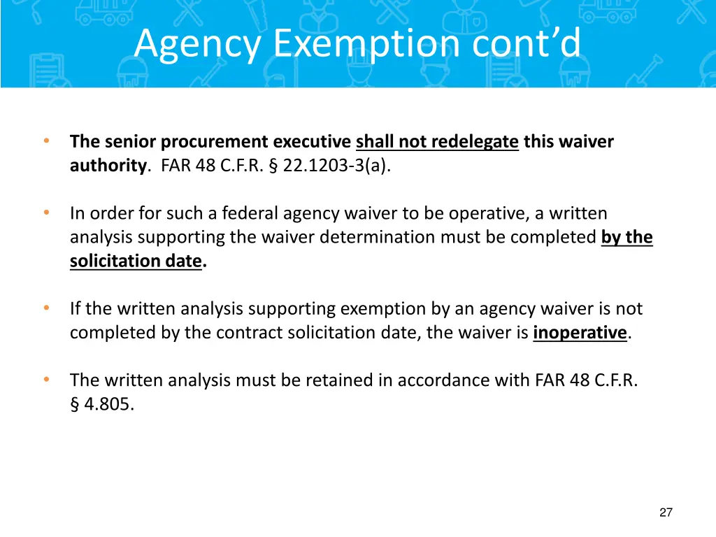 agency exemption cont d 1