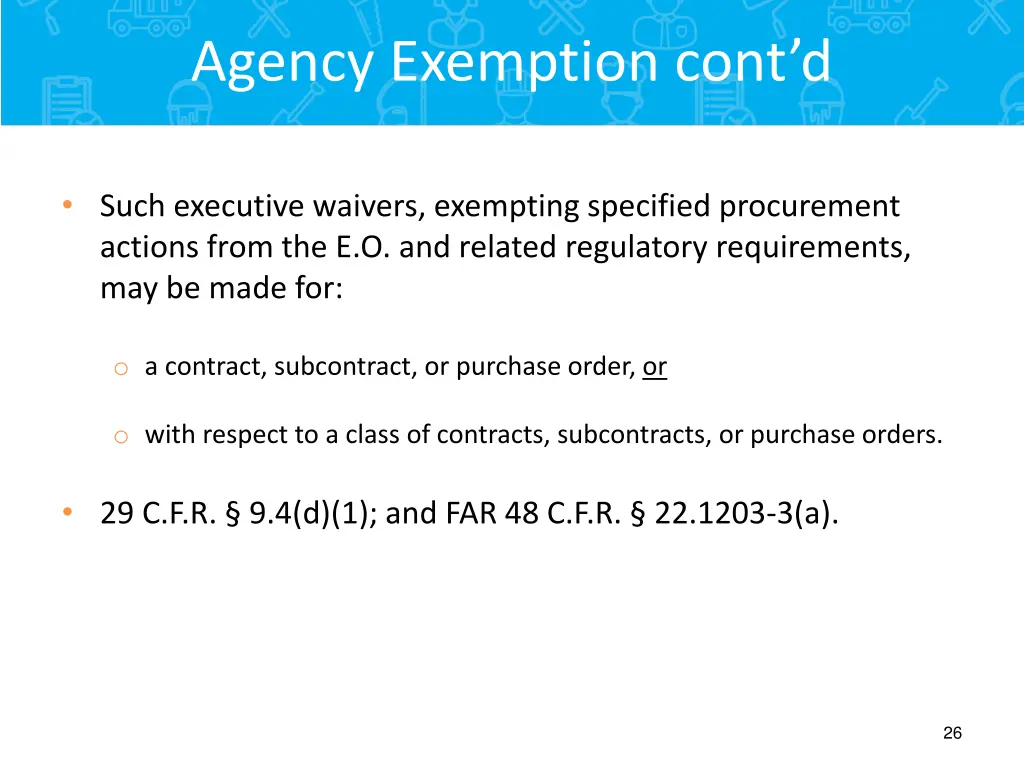 agency exemption cont d