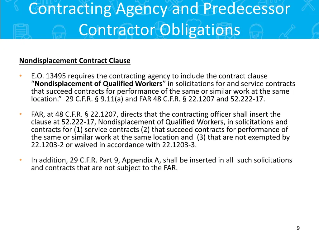 contracting agency and predecessor contractor