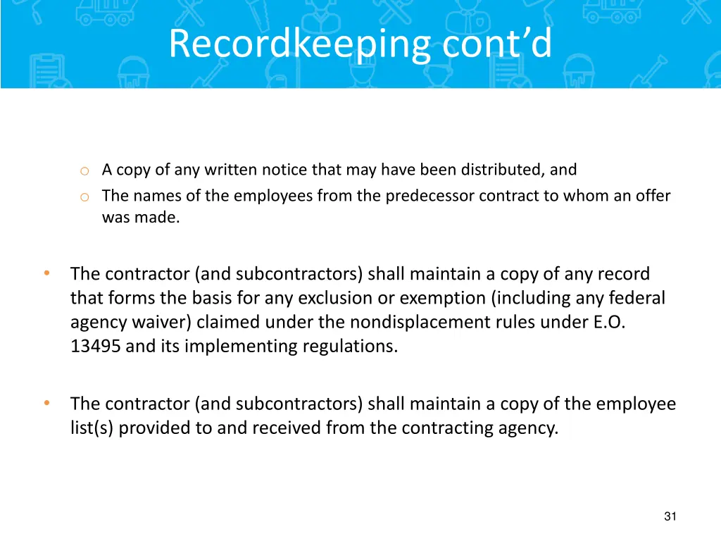 recordkeeping cont d