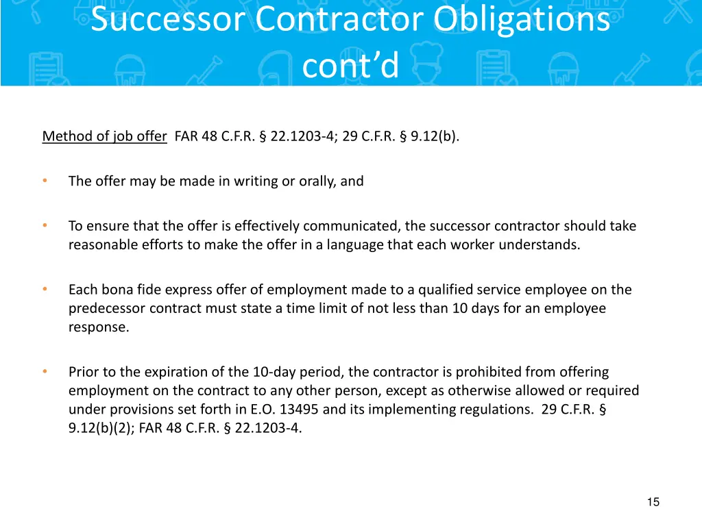 successor contractor obligations cont d 1