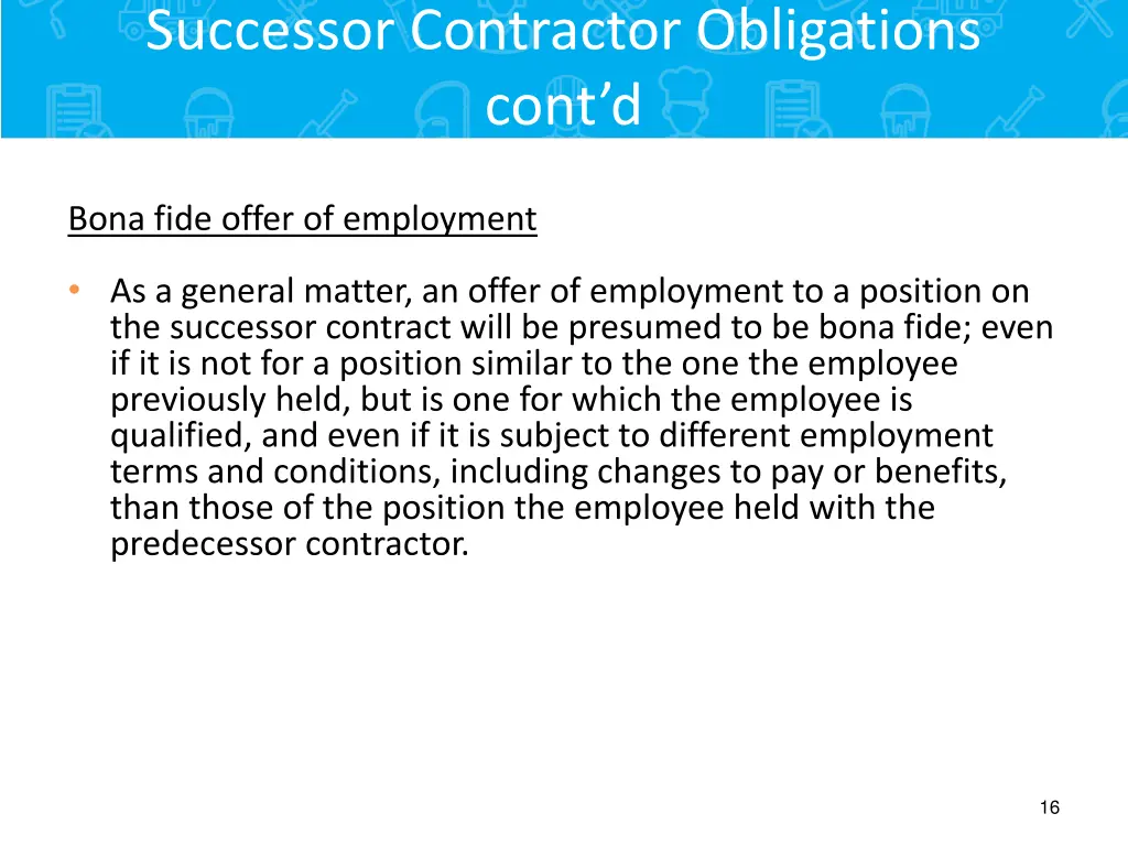 successor contractor obligations cont d 2