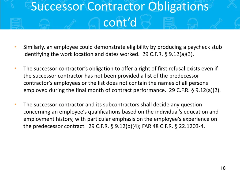 successor contractor obligations cont d 4