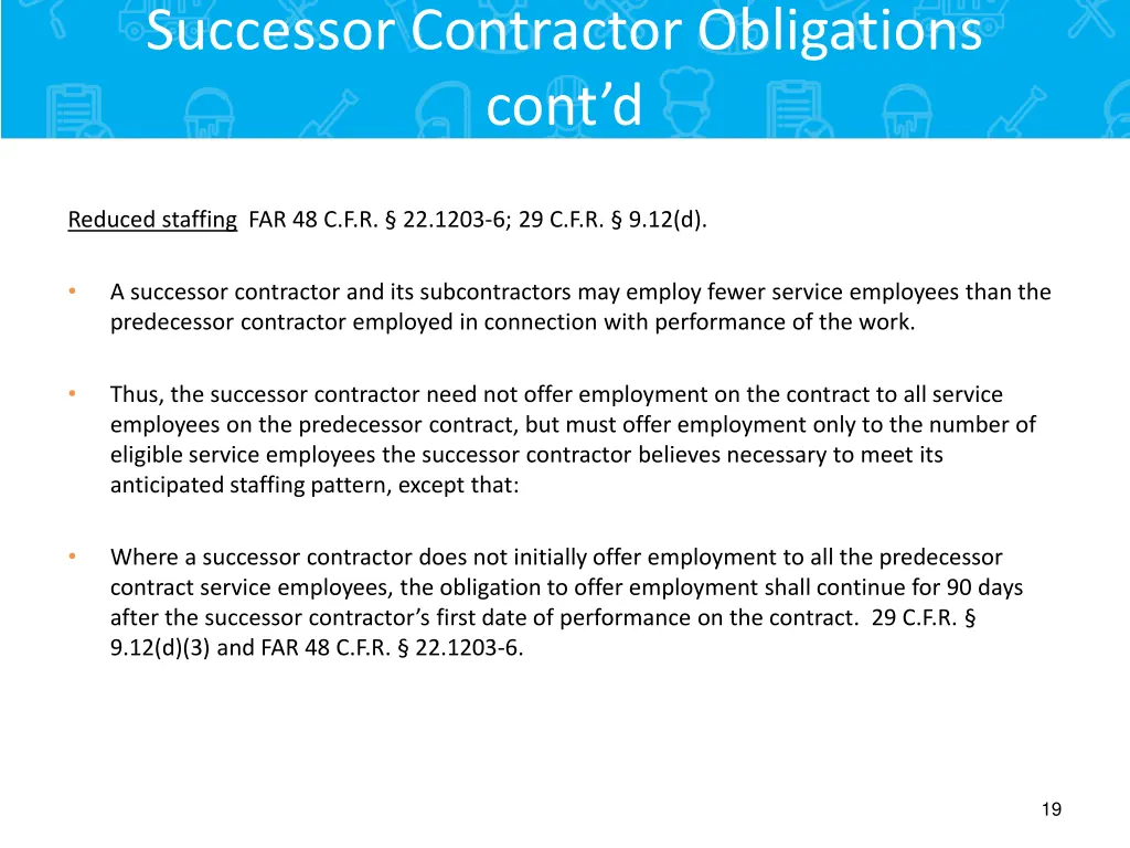 successor contractor obligations cont d 5