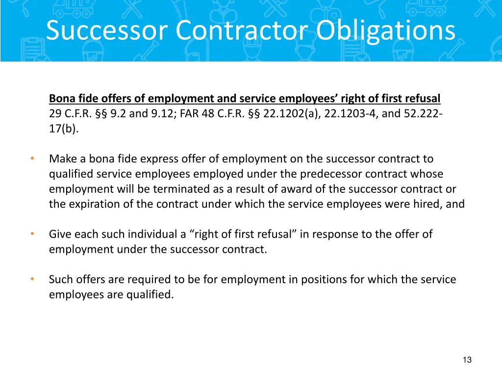 successor contractor obligations