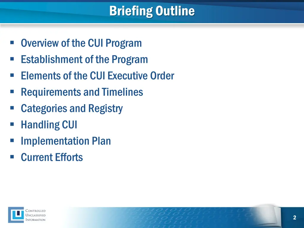 briefing outline