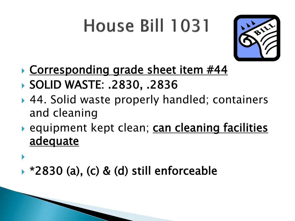 corresponding grade sheet item 44 solid waste