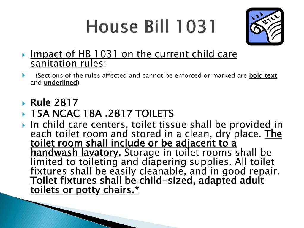 impact of hb 1031 on the current child care