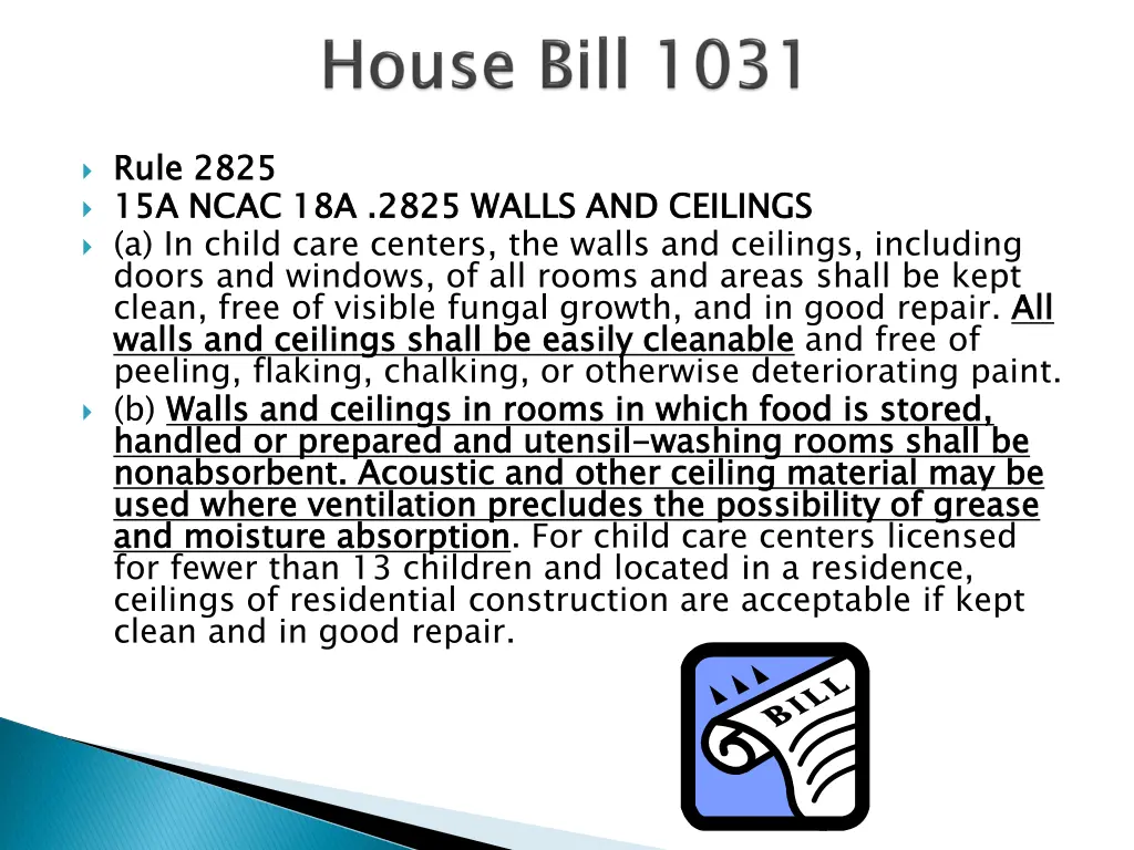 rule 2825 15a ncac 18a 2825 walls and ceilings