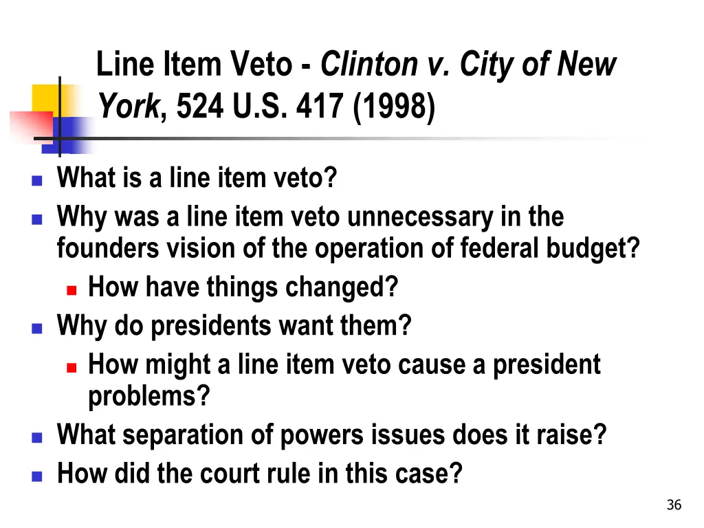 line item veto clinton v city of new york