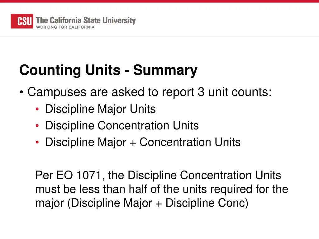 counting units summary campuses are asked