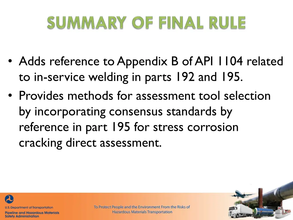 adds reference to appendix b of api 1104 related